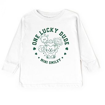 Mini Smiley One Lucky Dude - Toddler Long Sleeve Graphic Tee