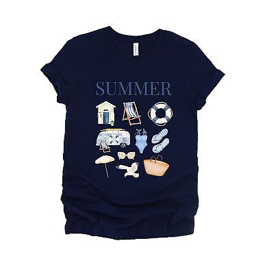 Summer Blue Collage - Women's Short Sleeve Graphic T-Shirt