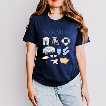 Summer Blue Collage - Women's Short Sleeve Graphic T-Shirt