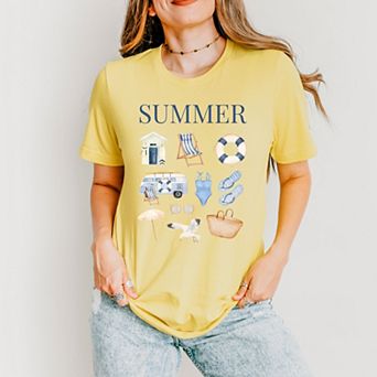 Summer Blue Collage - Women's Short Sleeve Graphic T-Shirt