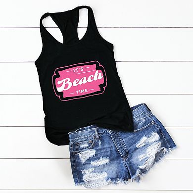 It's Beach Time Pink - Women's Graphic Racerback Tank Top