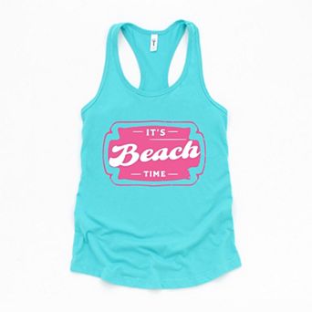 It's Beach Time Pink - Women's Graphic Racerback Tank Top