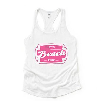 It's Beach Time Pink - Women's Graphic Racerback Tank Top