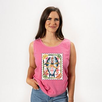Sardines Stamp - Women's Garment Dyed Graphic Tank Top
