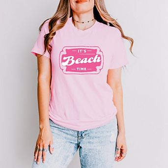 It's Beach Time Pink - Women's Short Sleeve Graphic T-Shirt