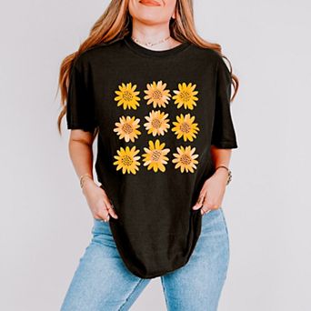 Sunflowers Stacked - Women's Garment Dyed Graphic T-Shirt