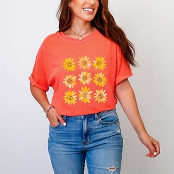 Sunflowers Stacked - Women's Garment Dyed Graphic T-Shirt
