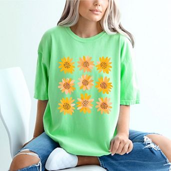 Sunflowers Stacked - Women's Garment Dyed Graphic T-Shirt