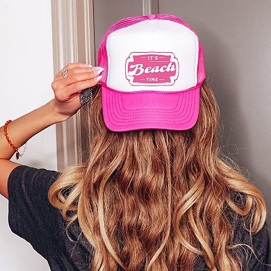 It's Beach Time Pink - Women's Graphic Foam Trucker Hat