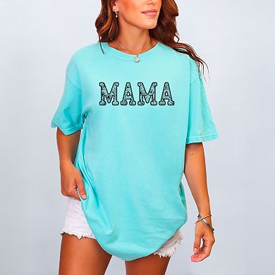Mama Faux Lace - Women's Garment Dyed Graphic T-Shirt