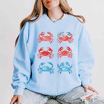 Six Crabs Sketched - Women's Lightweight Garment Dyed Sweatshirt