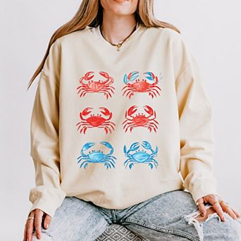 Six Crabs Sketched - Women's Lightweight Garment Dyed Sweatshirt