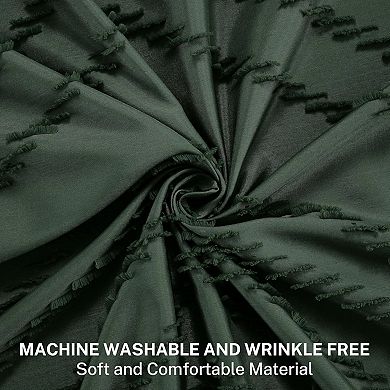 Boho Woven Shower Curtain with Tassel Textured Chevron Striped