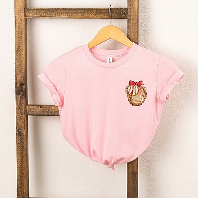 Watercolor Baseball Collage Coquette Front and Back Design - Youth Short Sleeve Graphic T-Shirt