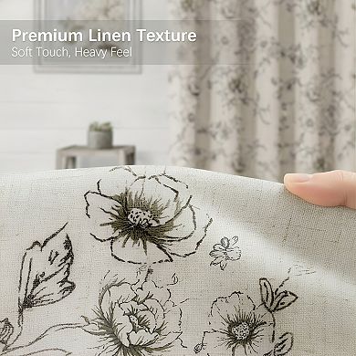 Farmhouse Floral Vintage Shower Curtain Linen Spring Pattern