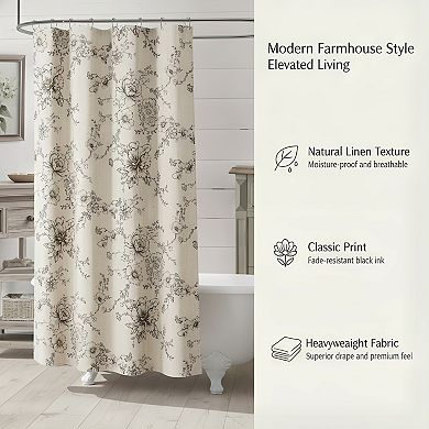 Farmhouse Floral Vintage Shower Curtain Linen Spring Pattern
