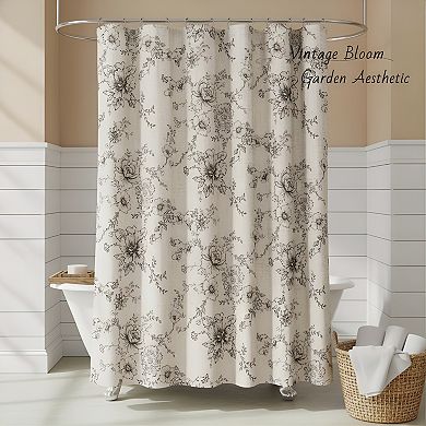 Farmhouse Floral Vintage Shower Curtain Linen Spring Pattern