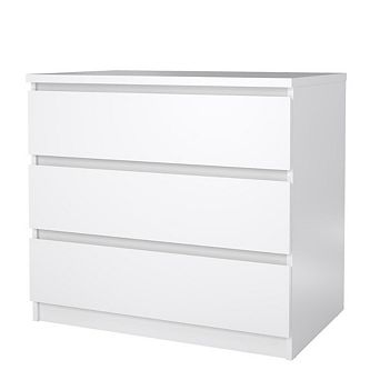 White 3 Drawer Dresser Modern 3 Drawer Dresser for Bedroom, Closet, or Entryway
