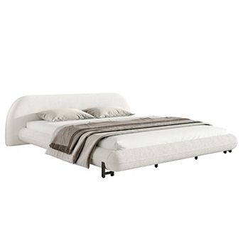 Dani Modern Boucle Upholstered Platform Bed with Steel Legs by Christopher Knight Home