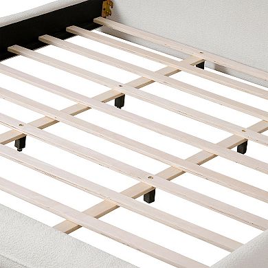 Dani Modern Boucle Upholstered Platform Bed with Steel Legs by Christopher Knight Home