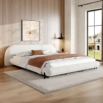 Dani Modern Boucle Upholstered Platform Bed with Steel Legs by Christopher Knight Home