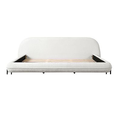 Dani Modern Boucle Upholstered Platform Bed with Steel Legs by Christopher Knight Home