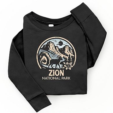 Zion National Park Two-Toned Circle - Youth Long Sleeve Graphic T-Shirt