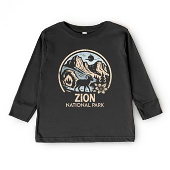 Zion National Park Two-Toned Circle - Youth Long Sleeve Graphic T-Shirt