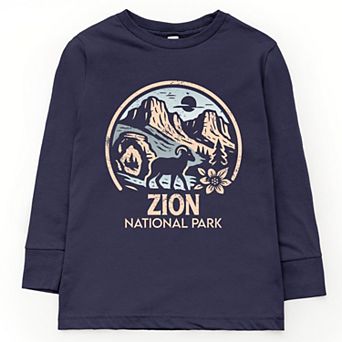 Zion National Park Two-Toned Circle - Youth Long Sleeve Graphic T-Shirt