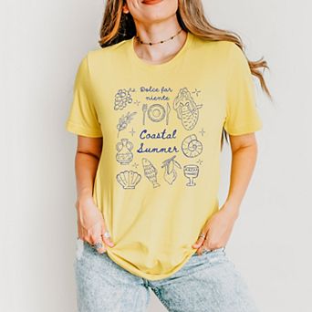Coastal Summer Sketched Outline - Women's Short Sleeve Graphic T-Shirt