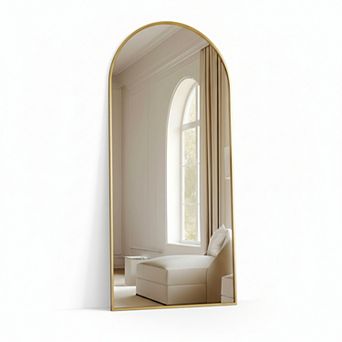 Gold Arched Floor Mirror 70x26 Inch Aluminum Alloy Full Length Mirror for Home Decor