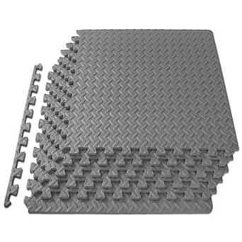 EVA Interlocking Foam Floor Tiles 1/2 Inch Thick 24x24 Inch 6 Tiles 24 Sq Ft Home Gym Workout Mat