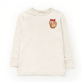 Watercolor Baseball Collage Coquette Front and Back Design - Youth Long Sleeve Graphic T-Shirt