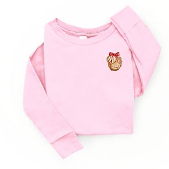 Watercolor Baseball Collage Coquette Front and Back Design - Youth Long Sleeve Graphic T-Shirt