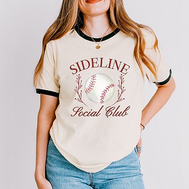 Baseball Sideline Social Club - Women's Ringer Graphic T-Shirt
