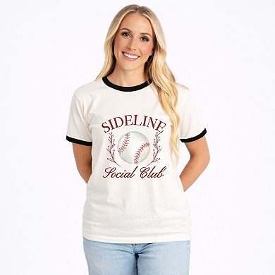 Baseball Sideline Social Club - Women's Ringer Graphic T-Shirt