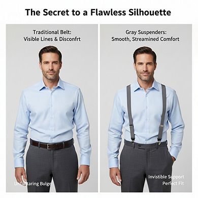 Hidden Suspenders for Men with 3-Point Belt Loop to Wear Under Clothes