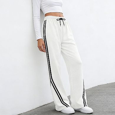 Women's Relaxed Fit Wide Leg Pants with Drawstring Waist Casual Straight Cut Sweatpants