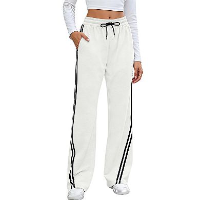 Women's Relaxed Fit Wide Leg Pants with Drawstring Waist Casual Straight Cut Sweatpants