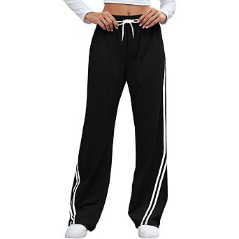 Women's Relaxed Fit Wide Leg Pants with Drawstring Waist Casual Straight Cut Sweatpants