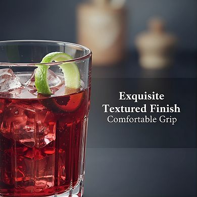 Heavy Base Rocks Glass Set of 12 Simple Lines for Whiskey Cocktails