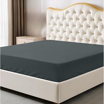 Queen Fitted Sheet - Bottom Sheet - Deep Pocket - Soft Microfiber-1 Fitted Sheet Only (Grey)