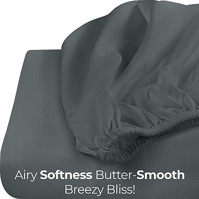 Queen Fitted Sheet - Bottom Sheet - Deep Pocket - Soft Microfiber-1 Fitted Sheet Only (Grey)
