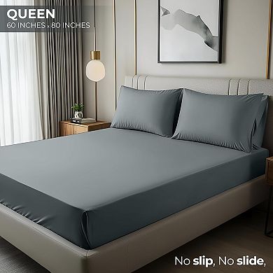 Queen Fitted Sheet - Bottom Sheet - Deep Pocket - Soft Microfiber-1 Fitted Sheet Only (Grey)