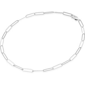 ZUQIETA 925 Sterling Silver Wide Link Paperclip Choker Necklace - 14.5" Lightweight Handmade