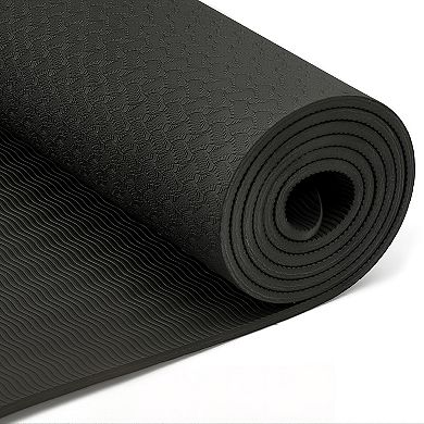 1/4 Inch Thick TPE Yoga Mat with Carrying Strap Non-Slip Exercise Mat