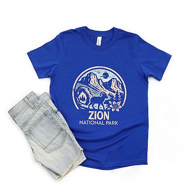 Zion National Park Two-Toned Circle - Youth Short Sleeve Graphic T-Shirt