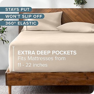 Queen Fitted Sheet - Extra Deep Pocket Fitted Sheet - Premium 1800 Microfiber (11" to 22" Pocket)