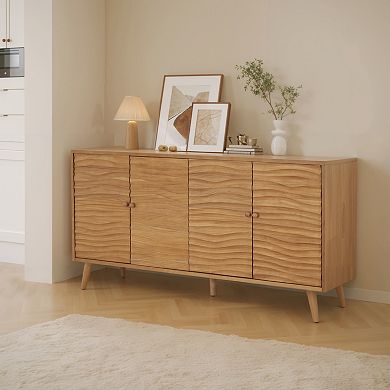 Contemporary Sideboard with Wavy Door Panels and Adjustable Shelving by Christopher Knight Home