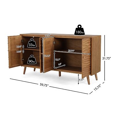 Contemporary Sideboard with Wavy Door Panels and Adjustable Shelving by Christopher Knight Home